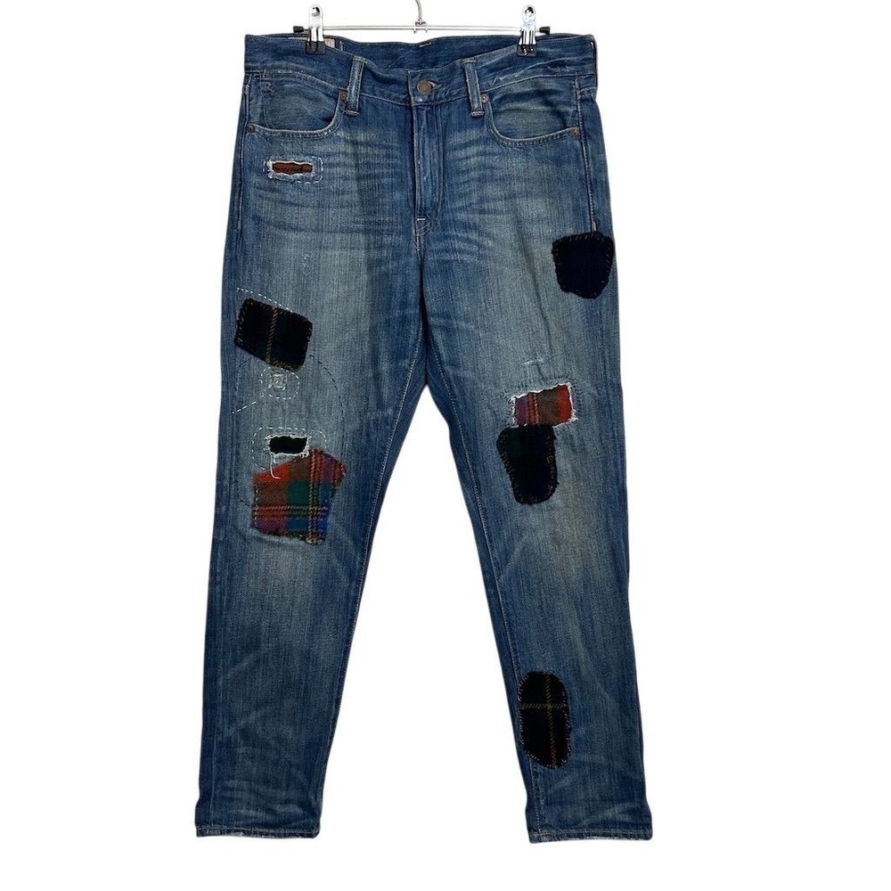 Polo Ralph Lauren Jeans Womens 28 Astor Slim Flannel Patchwork Boyfriend Camp